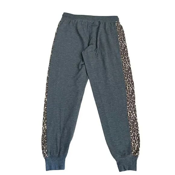 Splendid Gray Black Leopard Mid-Rise Jogger Pants Soft Lounge Womens Pajama XS - Picture 5 of 13